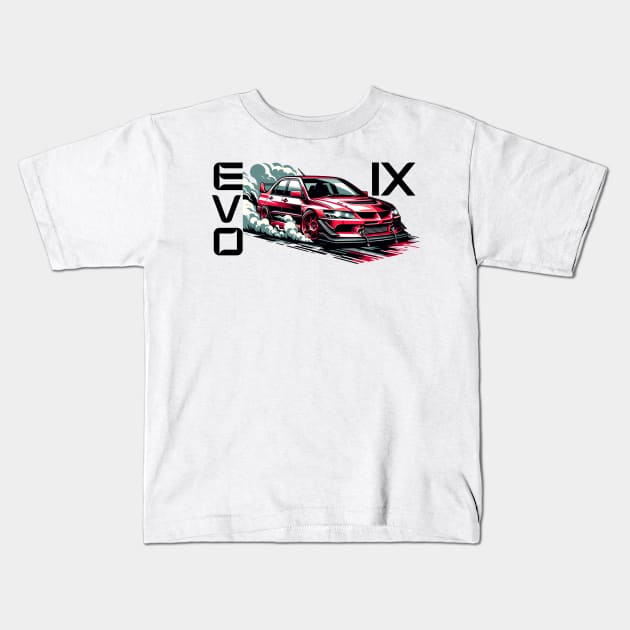 Lancer Evo 9 Kids T-Shirt by raventink